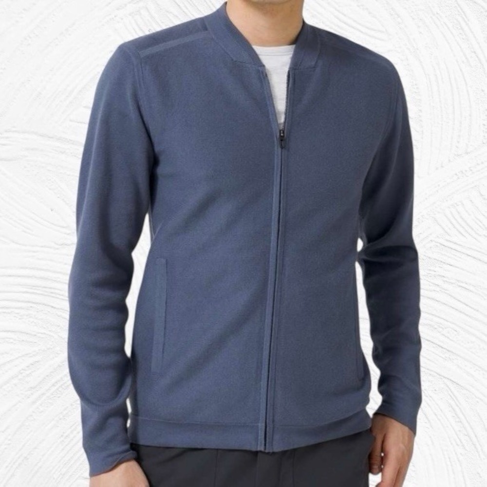 Lululemon Cloudy Pine Bomber Jacket Ink Blue Size Large(?) Sweater Cardigan